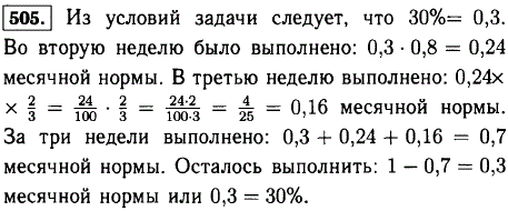 В первую неделю бригадой было выполнено 30% месячной нормы, во вторую неделю 0,8 того, что было выполнено в первую неделю, а в третью неделю