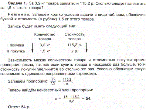 За 3,2 кг товара заплатили 115,2 р. Сколько следует заплатить за 1,5 кг этого товара?