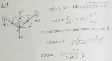 Через два блока A и B, находящихся на одной горизонтальной прямой AB=l, перекинута веревка CAEBD. К концам C и D веревки подвешены гири веса