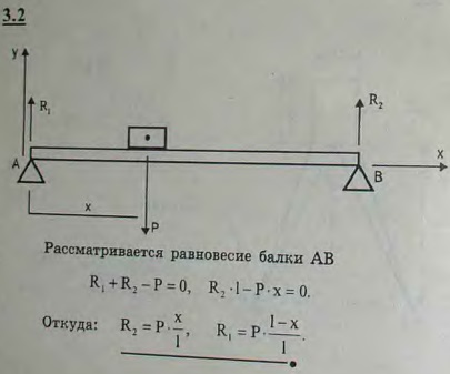 Определить вертикальные реакции опор горизонтальной балки пролета l, если груз P помещен на ней на расстоянии x от первой опоры