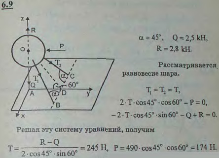 Воздушный шар, удерживаемый двумя тросами, находится под действием ветра. Тросы образуют между собой прямой угол: плоскость, в которой они находятся