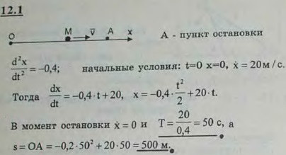 Поезд движется со скоростью 72 км/ч; при торможении он получает замедление, равное 0,4 м/с^2. Найти, за какое время до прихода поезда на станцию