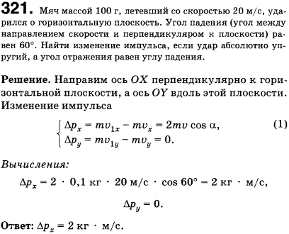 Мяч массой 100 г, летевший со скоростью 20 м/с, ударился о горизонтальную плоскость. Угол падения угол между направлением скорости и перпендикуляром