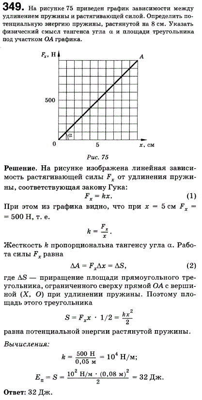 На рисунке 46 приведен график зависимости удлинения пружины от растягивающей силы. Определить потенциальную энергию пружины, растянутой на 8