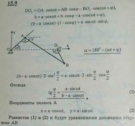 Кривошип OA антипараллелограмма OABO1, поставленного на большое звено OO1, равномерно вращается с угловой скоростью ω. Приняв за полюс точку