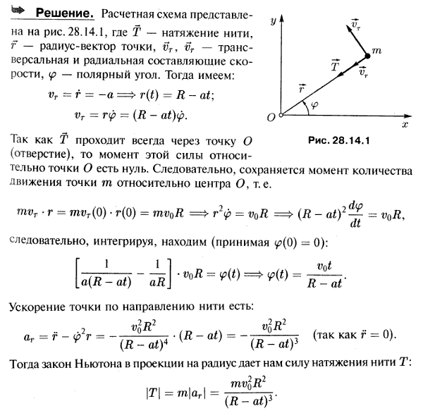 Шарик массы m, привязанный к нерастяжимой нити, скользит по гладкой горизонтальной плоскости; другой конец нити втягивают с постоянной скоростью