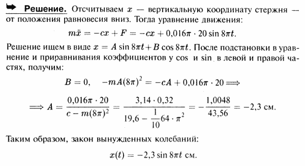 Ha пружине, коэффициент жесткости которой c=19,6 Н/м, подвешен магнитный стержень массы 100 г. Нижний конец магнита проходит через катушку, по