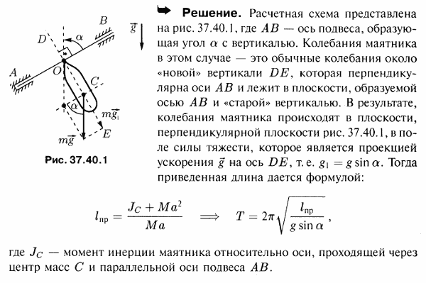 В сейсмографах-приборах для регистрации землетрясений-применяется физический маятник, ось подвеса которого образует угол α с вертикалью. Расстояние