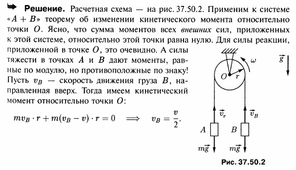 Через блок, массой которого пренебрегаем, перекинут канат; за точку A каната ухватился человек, к точке B подвязан груз одинаковой массы с человеком