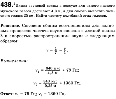 Длина звуковой волны в воздухе для самого низкого мужского голоса достигает 4,3 м, а для самого высокого женского голоса 25 см. Найти частоты