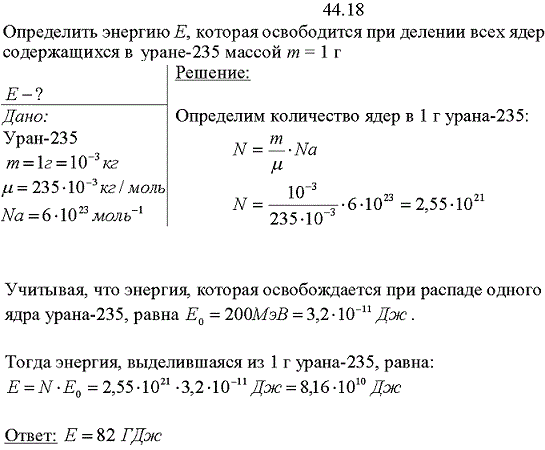 Определить энергию E которая освободится при делении всех ядер, содержащихся в уране-235 массой m=1 г.