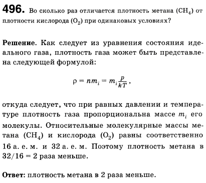 Во сколько раз отличается плотность метана CH4) от плотности кислорода (O2 при одинаковых условиях