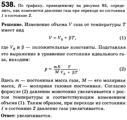 По графику, приведенному на рисунке 62, определить, как изменяется давление газа при переходе из состояния 1 в состояние 2
