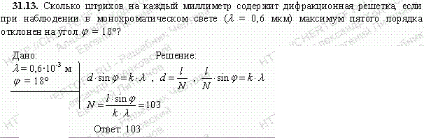 Сколько штрихов на каждый миллиметр содержит дифракционная решетка, если при наблюдении в монохроматическом свете λ=0,6 мкм максимум пятого порядка