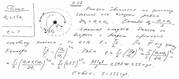 Ракета, запущенная с Земли на Марс, летит, двигаясь вокруг Солнца по эллиптической орбите рис. 4.7 . Среднее расстояние r планеты Марс от Солнца