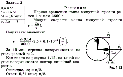 Упражнение 5.2. Длина минутной стрелки часов на Спасской башне Московского Кремля 3,5 м. Определите модуль и изменение направления линейной скорости