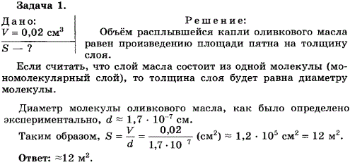 Упражнение 11.1. Какую площадь может занять капля оливкового масла объемом 0,02 см^3 при расплывании ее на поверхности воды?