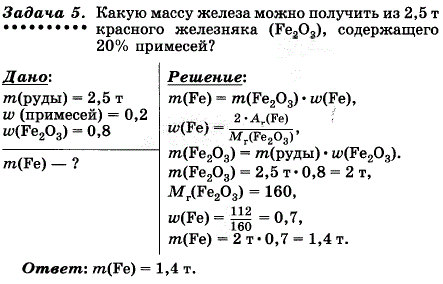 Какую массу железа можно получить из 2,5 т красного железняка Fe2O3, содержащего 20% примесей?
