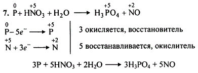 Взаимодействие фосфора с азотной кислотой описывается следующей схемой: P + HNO3+ H2O &rarr; H3PO4 + NO. Составьте уравнение этой реакции, расставив