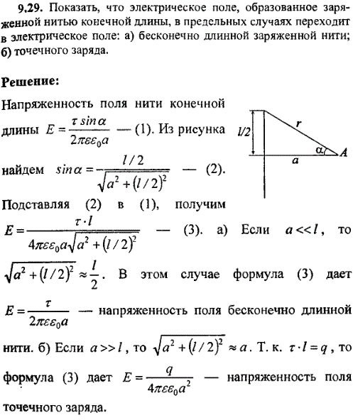 Показать, что электрическое поле, образованное заряженной нитью конечной длины, в предельных случаях переходит в электрическое поле: а) бесконечно