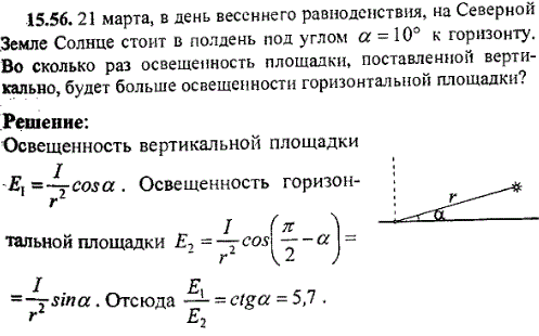 21 марта, в день весеннего равноденствия, на Северной Земле Солнце стоит в полдень под углом α=10° к горизонту. Во сколько раз освещенность площадки