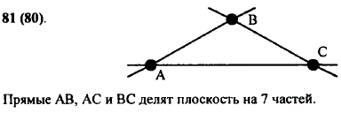 Начертите треугольник ABC. На сколько частей делят плоскость прямые AB, AC и BC?
